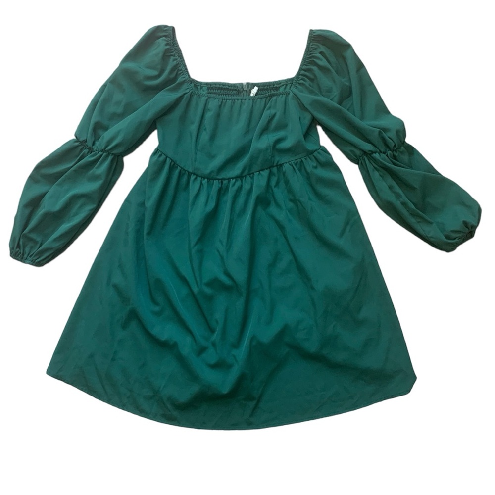 Exlura Green Puff Sleeve Mini Dress M